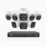 H800 - 4K 8 Channel PoE Security System with 4 Bullet & 4 Turret Cameras, Human & Vehicle Detection, Color & IR Night Vision, Built-in Mic, RTSP Supported